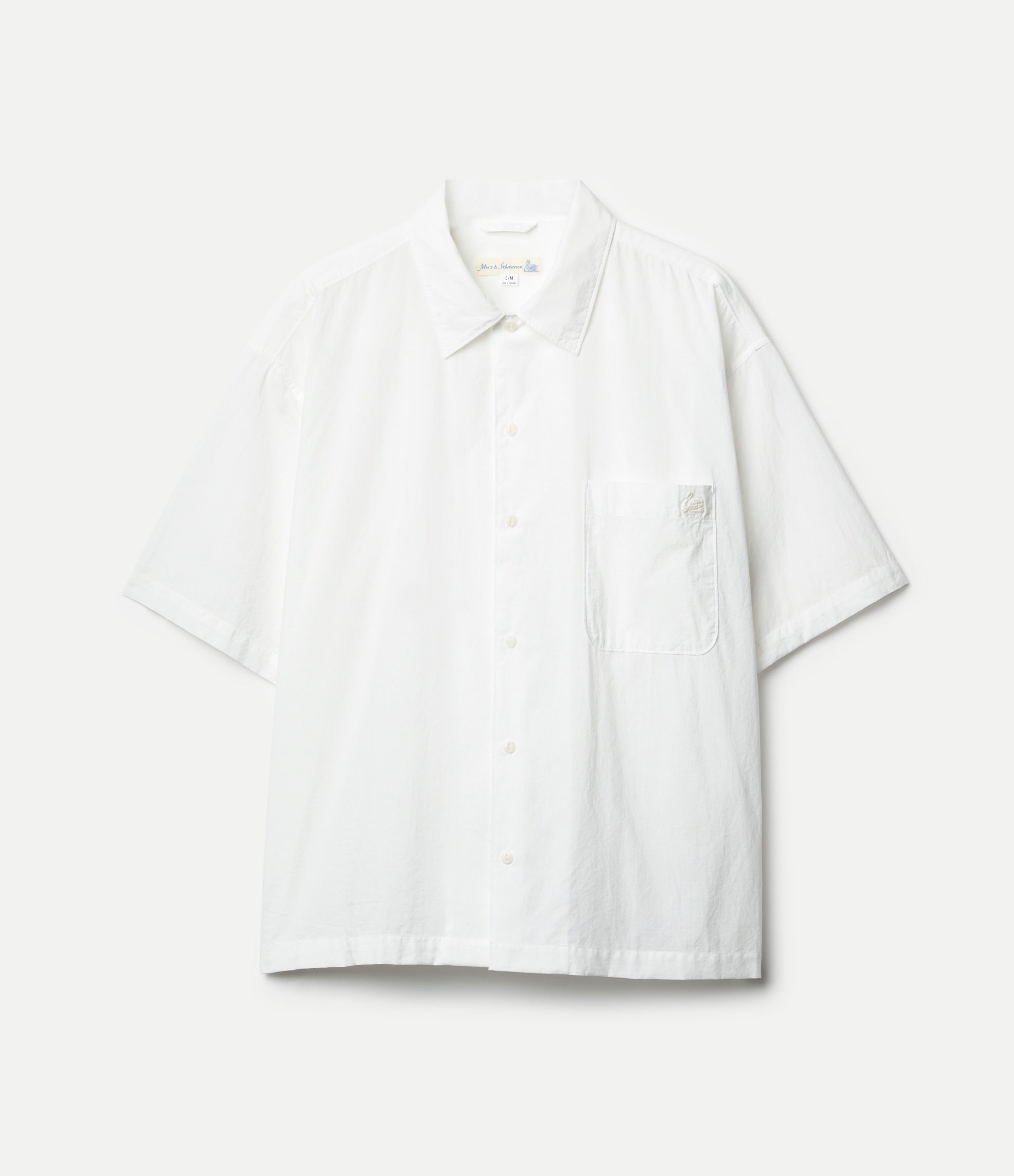 Lightweight Cotton Poplin Short Sleeve Shirt - White - Merz B. Schwanen