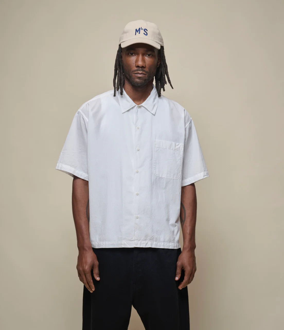 Lightweight Cotton Poplin Short Sleeve Shirt - White - Merz B. Schwanen