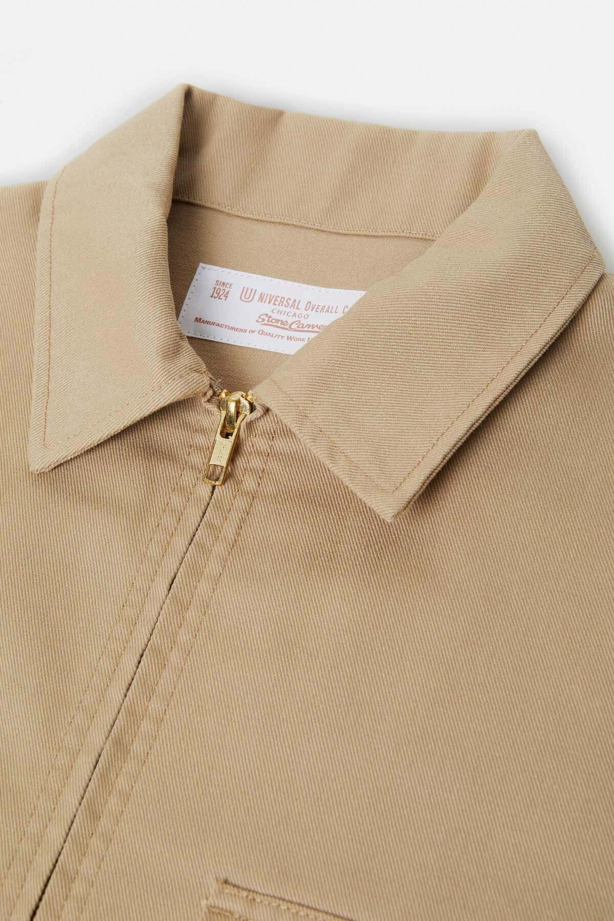 Zip Up 2pk Jacket - Bio Wash – Beige – Universal Overall