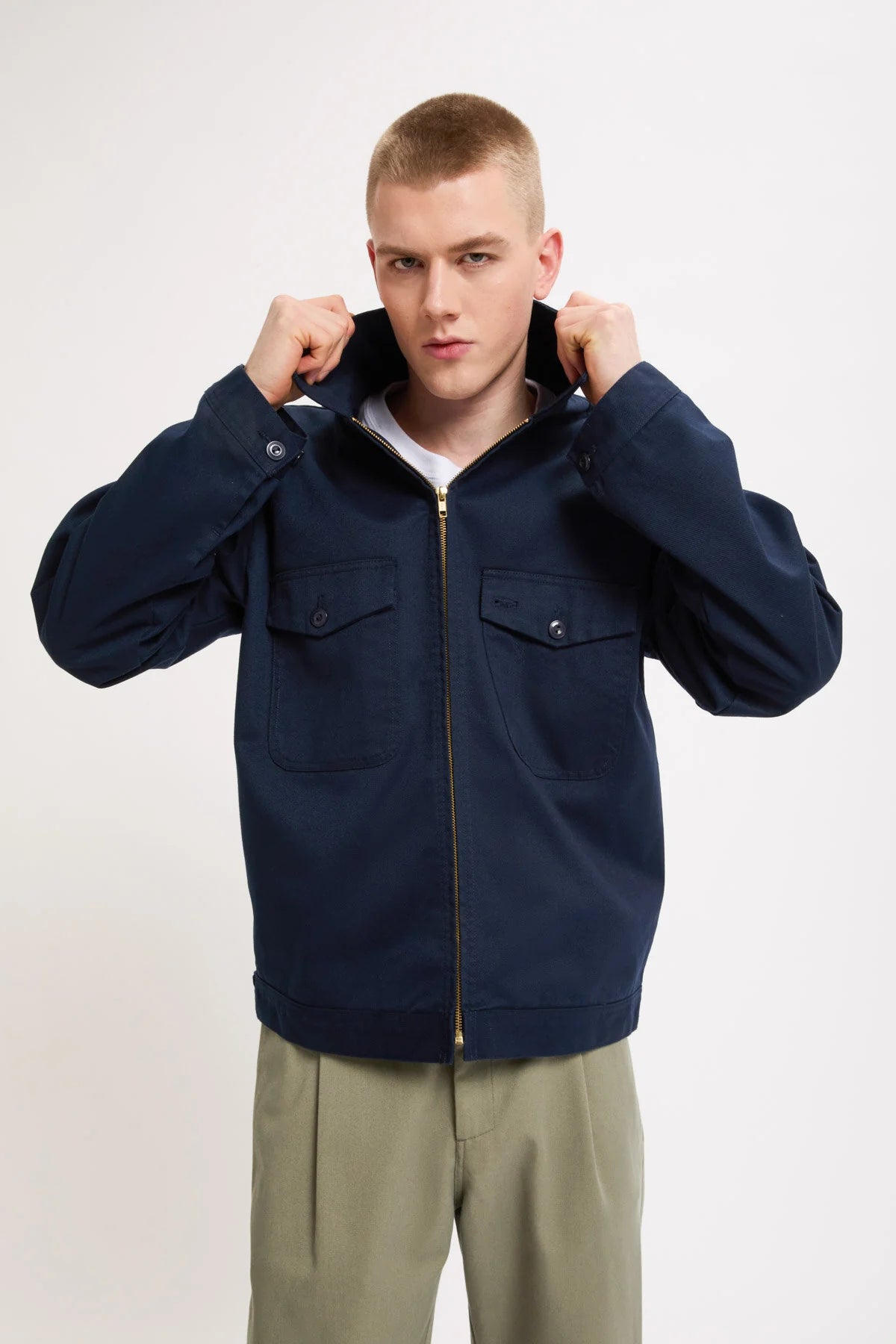 Zip Up 2pk Jacket - Bio Wash - Navy Blue – Universal Overall