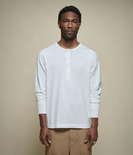 VINTAGE MACHINE CLASSIC FIT LONG SLEEVE HENLEY - White Merz B. Schwanen