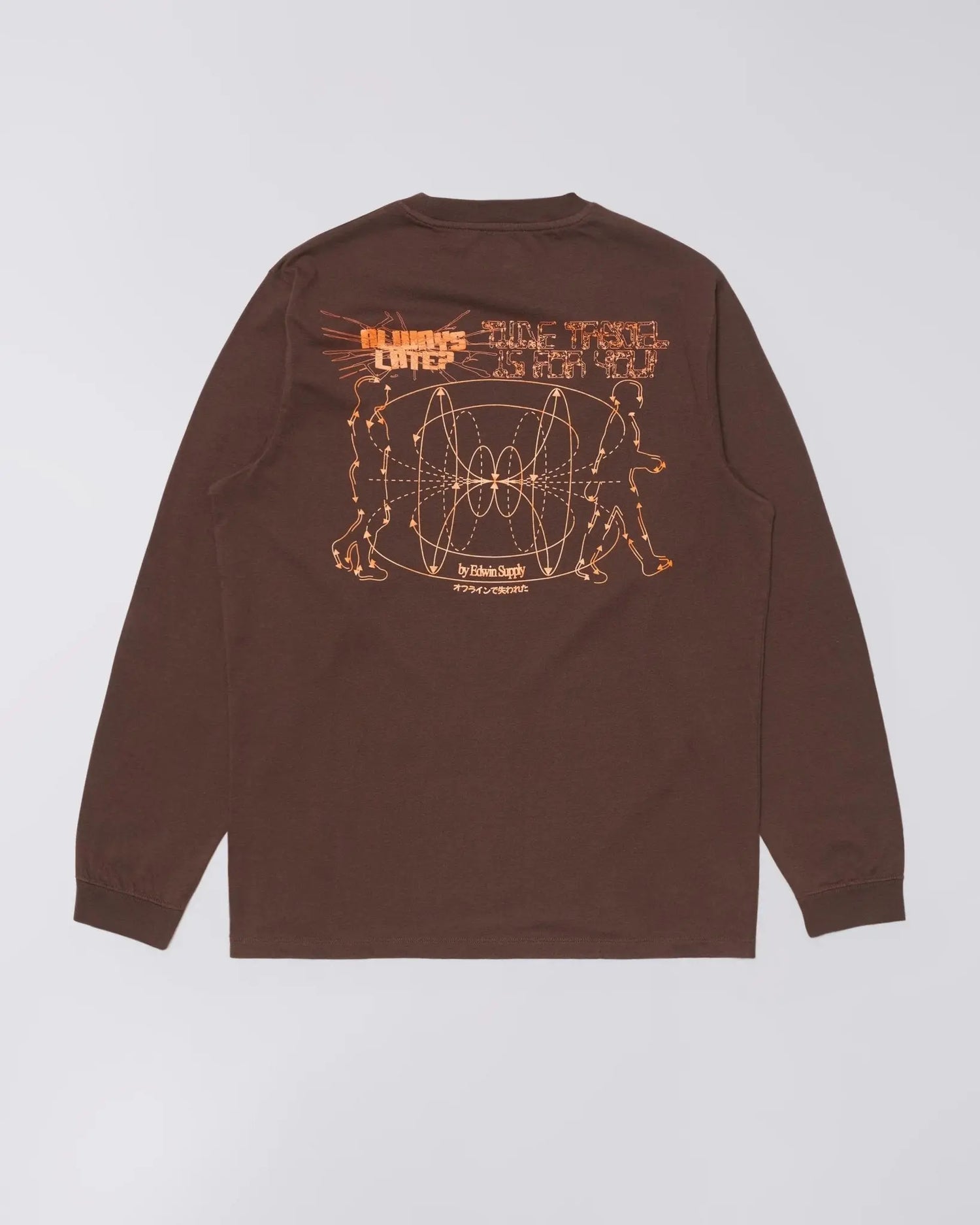 ALWAYS LATE T - SHIRT LS - Coffee Bean Brown - Raw Denim