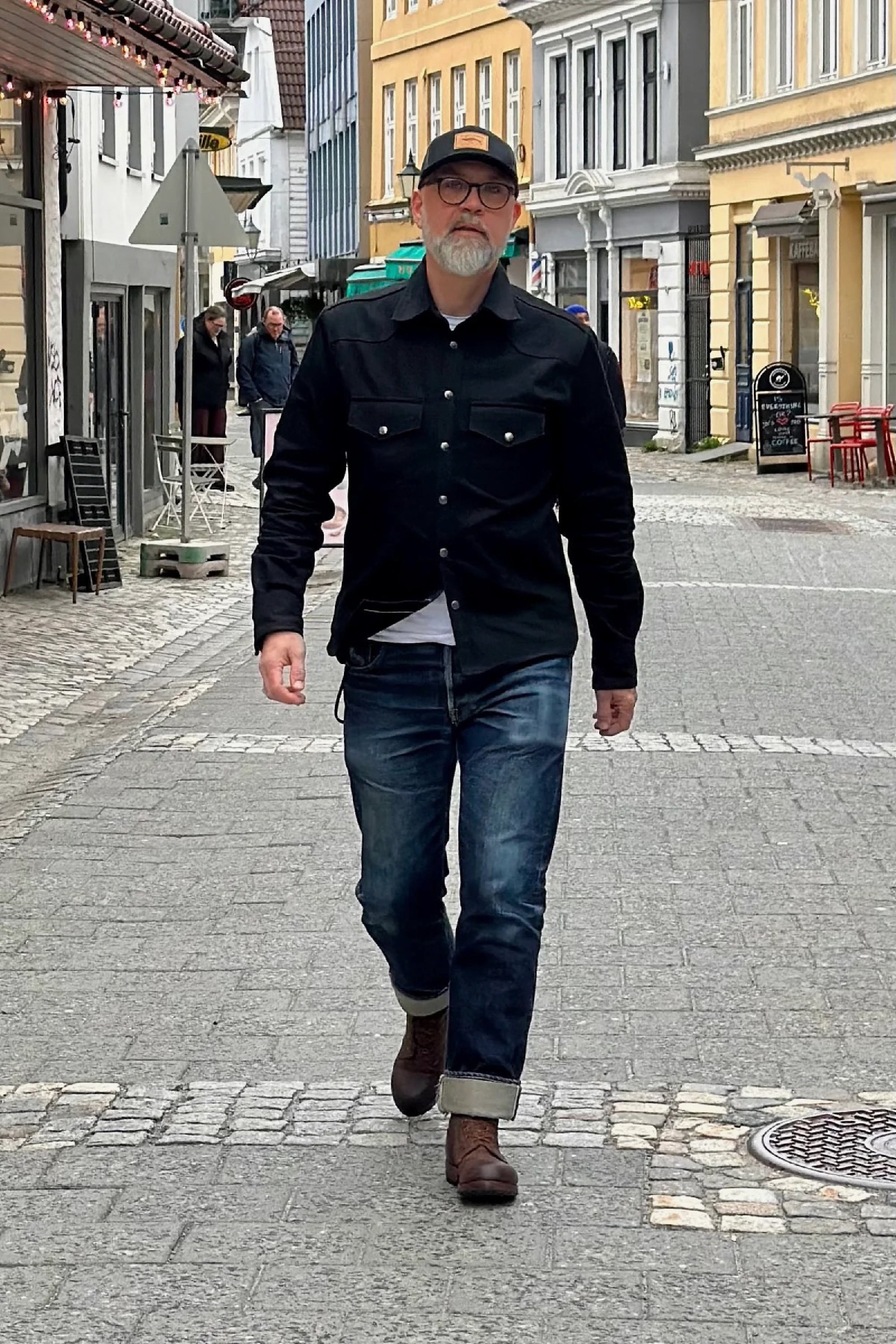 Western Shirt - 12oz Raw Selvedge Denim - Black - Bergen Denim