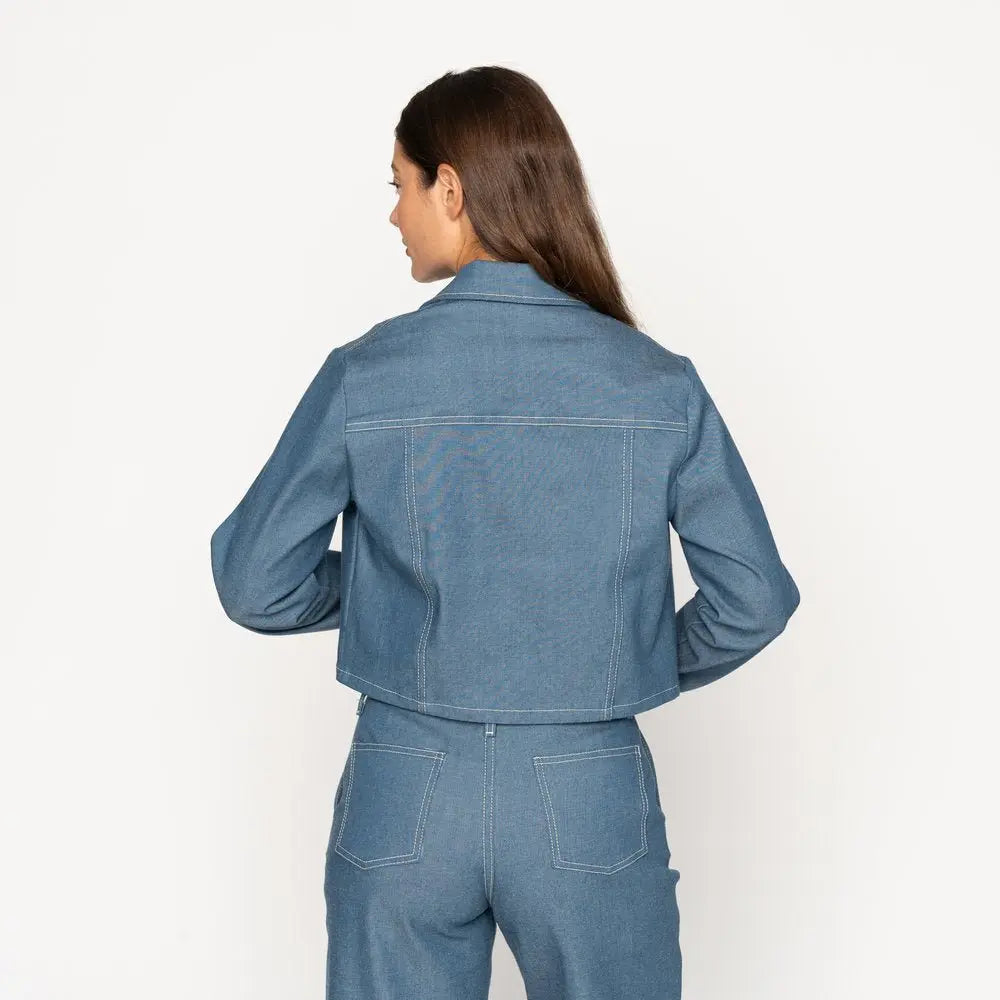 Cropped Jacket - Antique Blue Denim Stretch 9oz - Raw Denim