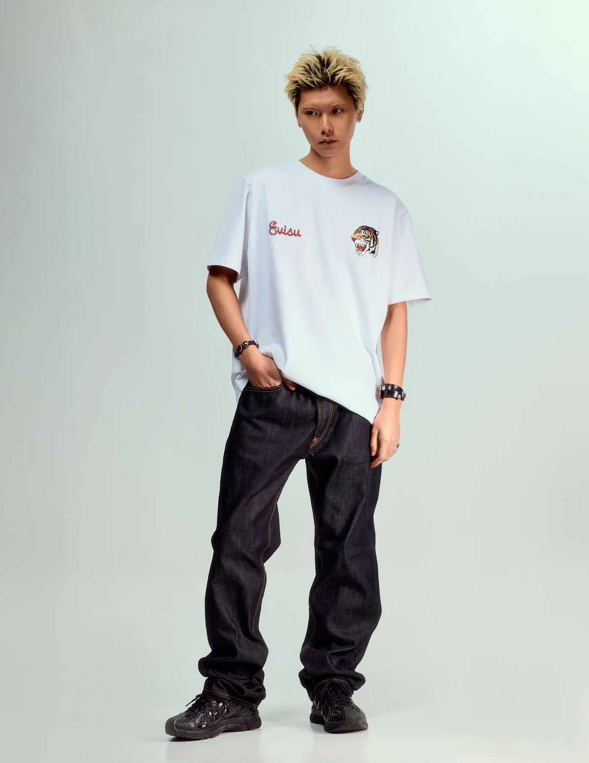 2000 Daicock Printed Jeans - Raw Indigo Selvedge