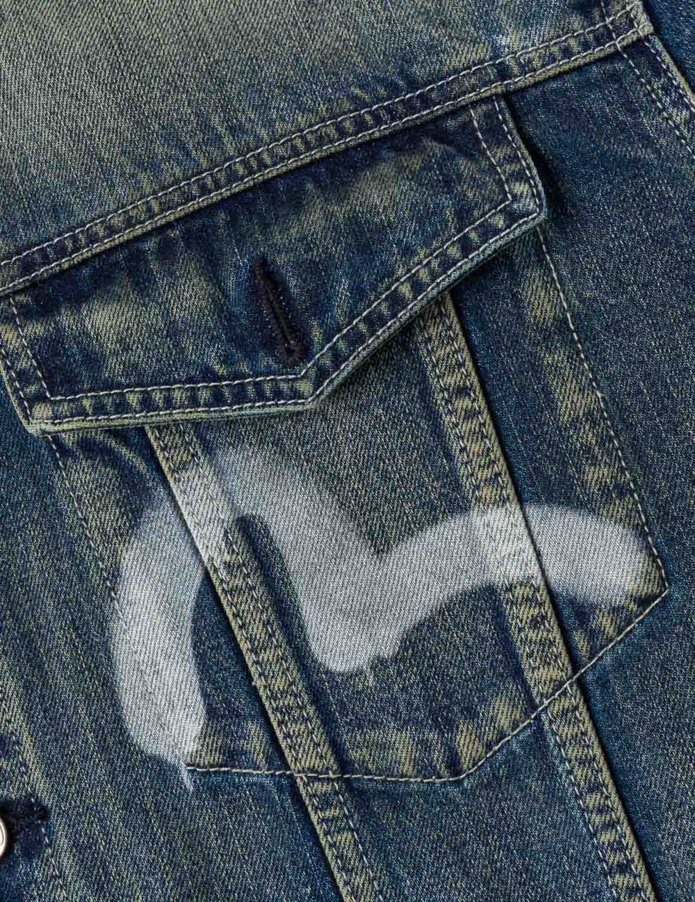 Allover Graffiti Printed Denim Jacket - Evisu