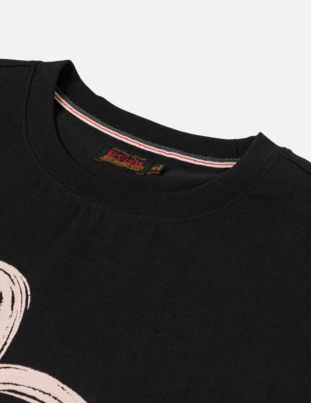 Hand brush seagull printed T-shirt - Black- Evisu