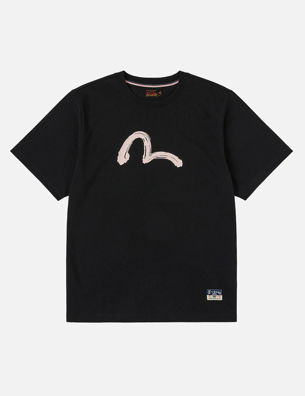 Hand brush seagull printed T-shirt - Black- Evisu