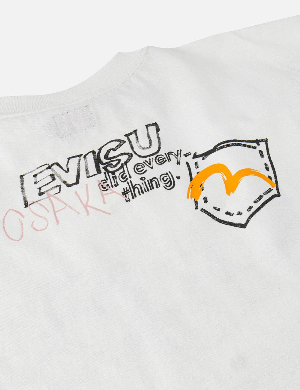 Hand drawn multi-pocket printed T-shirt - Hvit - Evisu