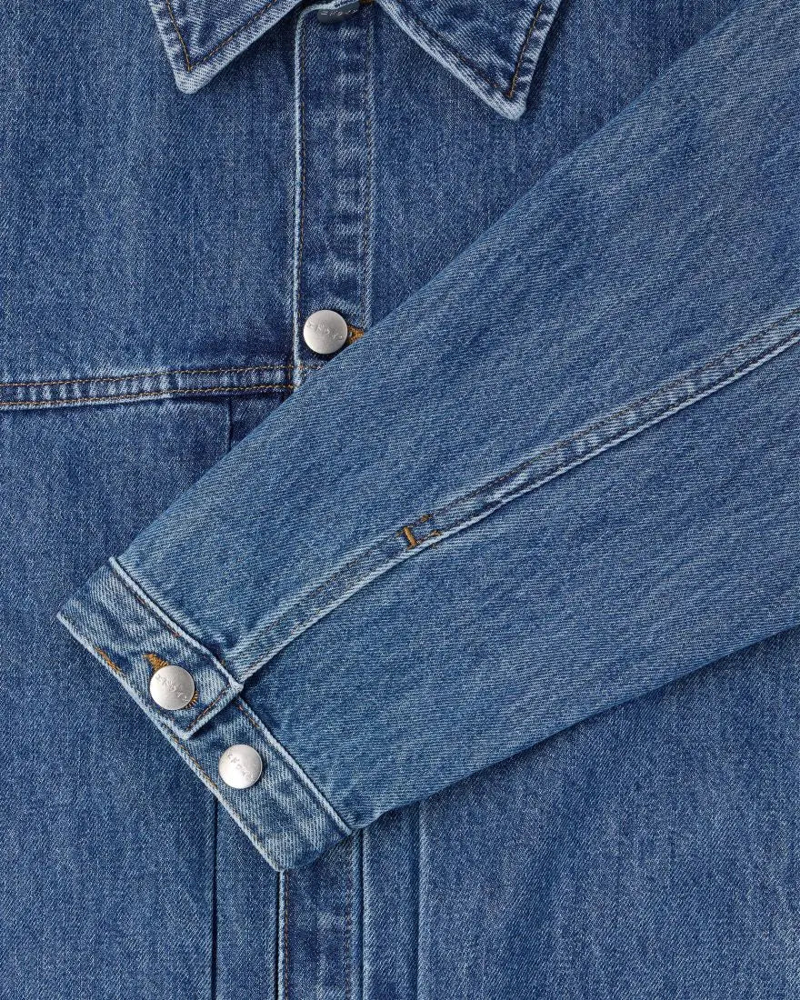 FREELAND JACKET - Blue Mid Stone Wash - Raw Denim