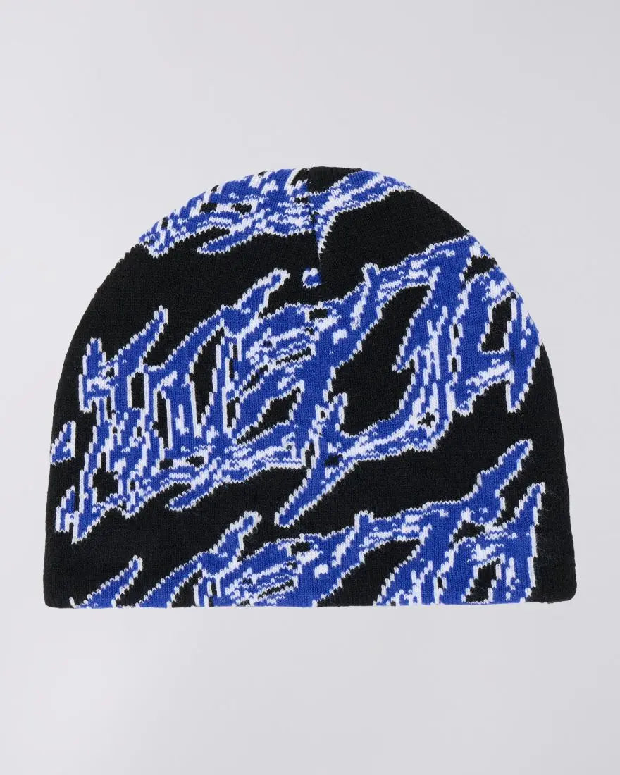 KAIRAN BEANIE - Black / Blue - Raw Denim