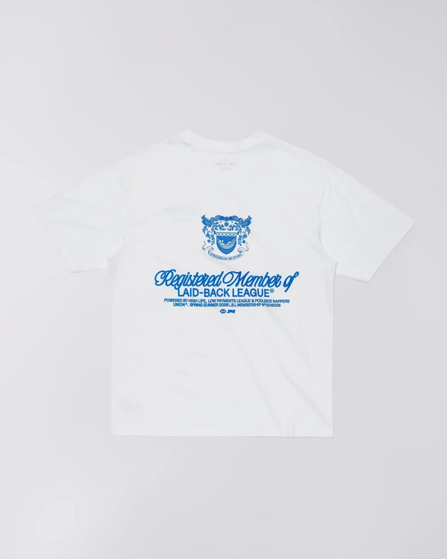 LAID BACK LEAGUE T - SHIRT - White - Raw Denim