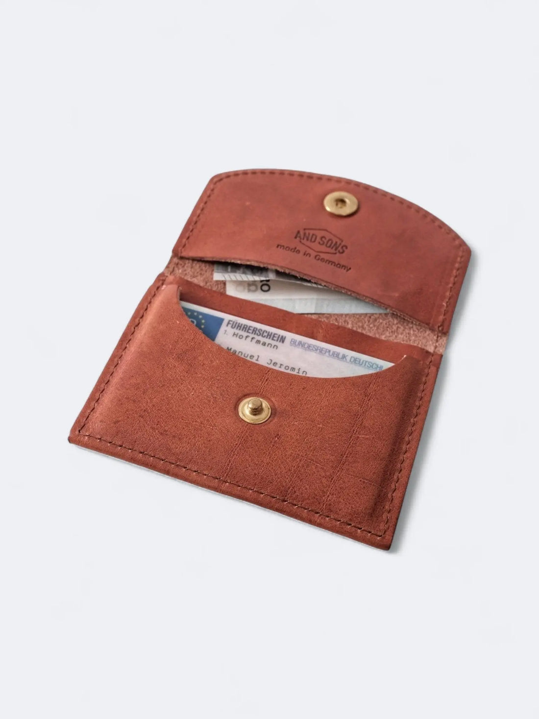 LEATHER CARDWALLET - Cognac - Raw Denim