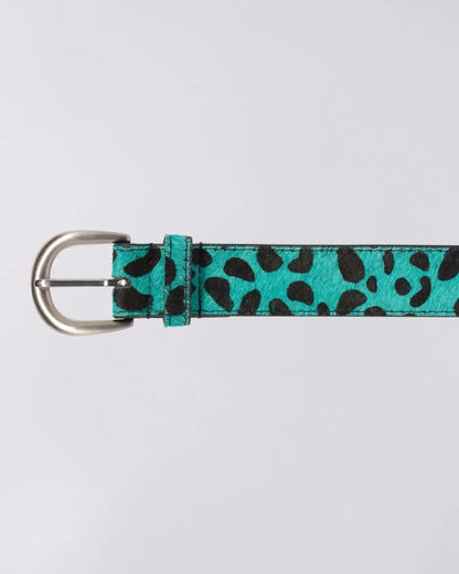 LEOPARD HAIRY BELT - Black / Baltic - Raw Denim