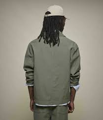 Cropped Worker's Sateen Canvas Worker's Jacket - Army Green