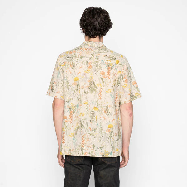 Aloha Shirt – Flowers Painting – Natural – Naked & Famous