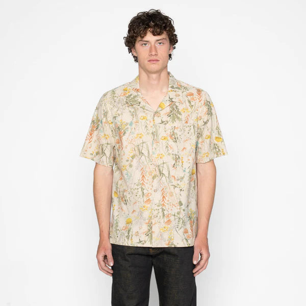 Aloha Shirt – Flowers Painting – Natural – Naked & Famous