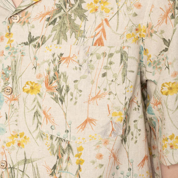 Aloha Shirt – Flowers Painting – Natural – Naked & Famous