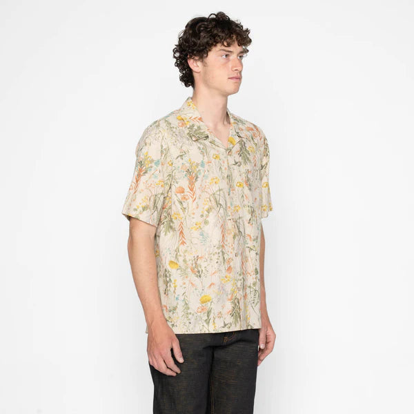 Aloha Shirt – Flowers Painting – Natural – Naked & Famous