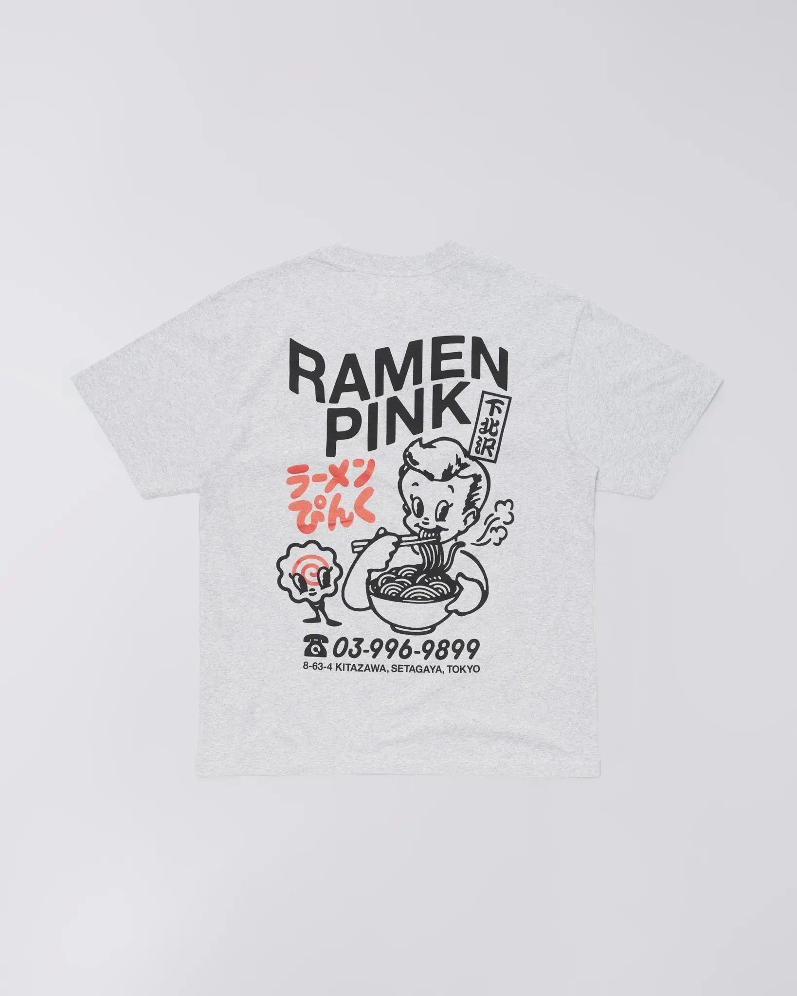 RAMEN PINK T - SHIRT - Grey Marl - Raw Denim
