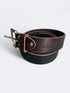 RAW LEATHER BELT - Black Brushed Steel - Raw Denim