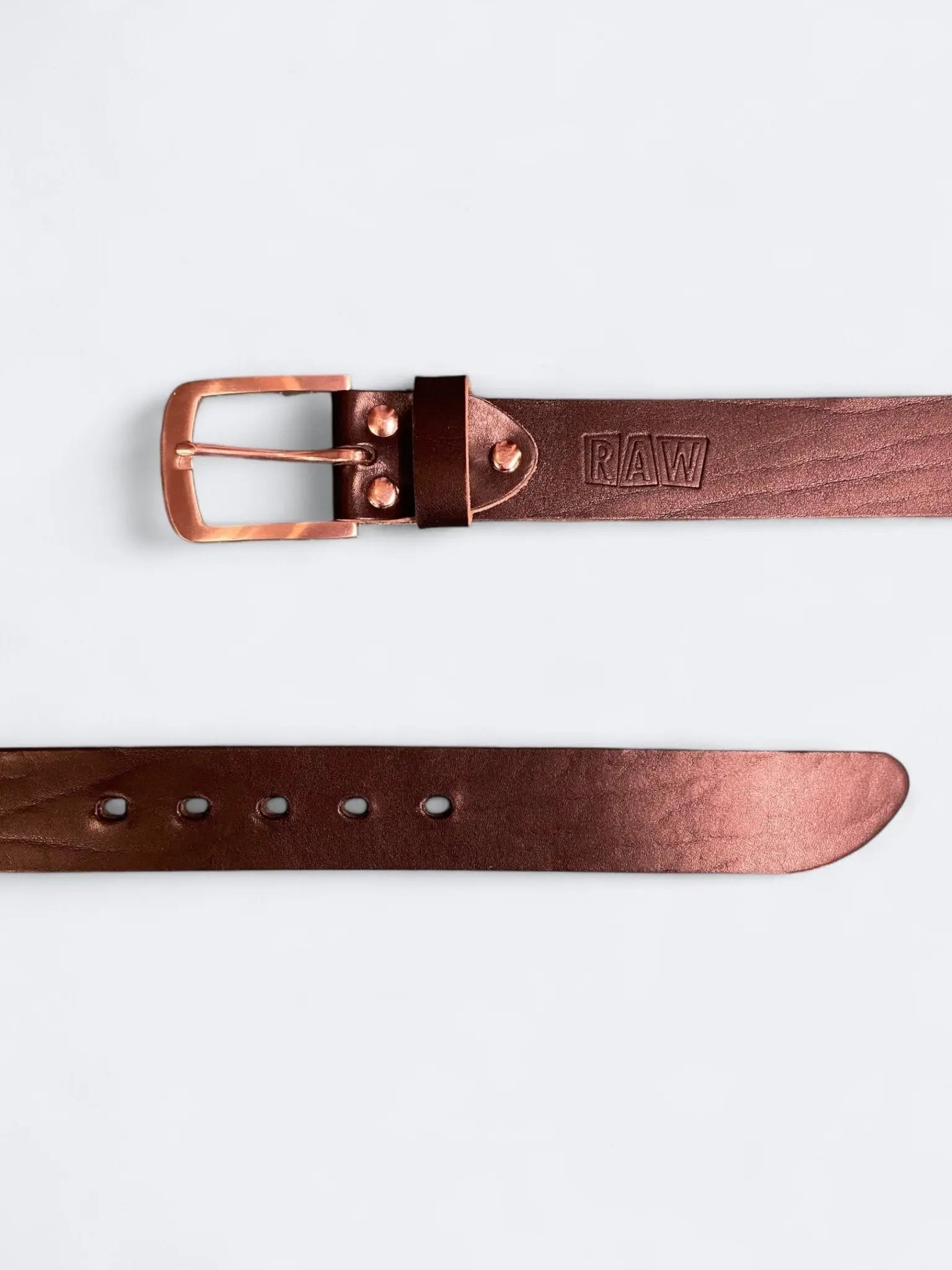 RAW LEATHER BELT - Black Brushed Steel - Raw Denim