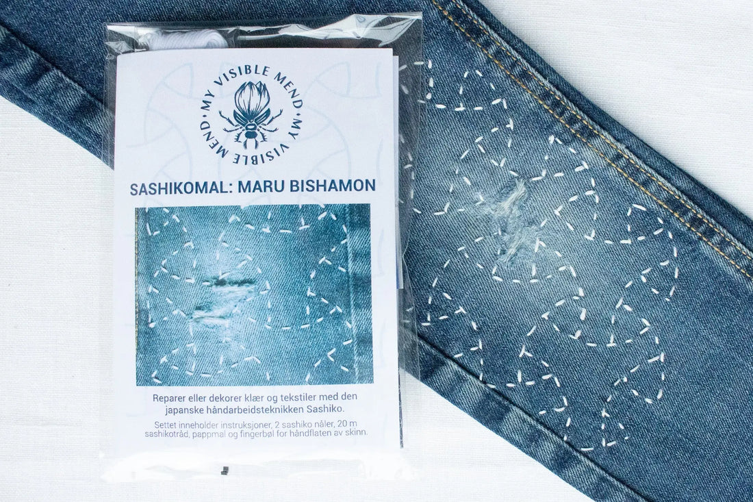 Sashiko sett: Maru Bishamon - Raw Denim