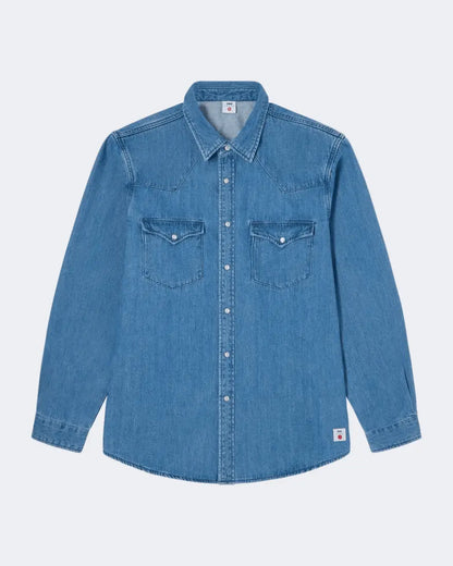WESTERN SHIRT LS - Blue Light Used - Raw Denim